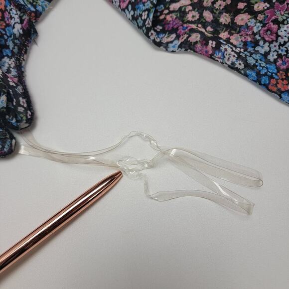 Ditzy Floral Tie Back Ruffle Dress Rewind Medium Blue Purple Peasant - Picture 9 of 15